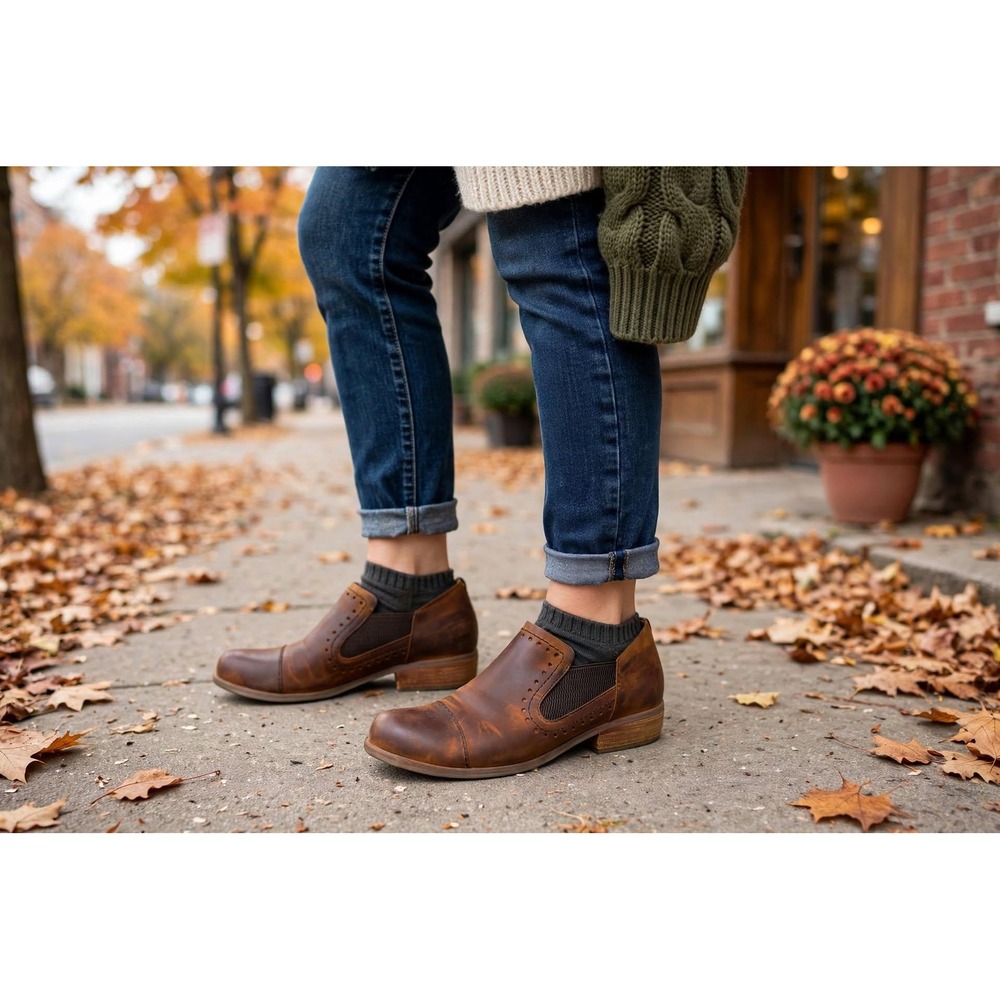 Korks Kork-ease Wrapped Heel Boots Womens 8.5M Brown Leather Brogue Bootie